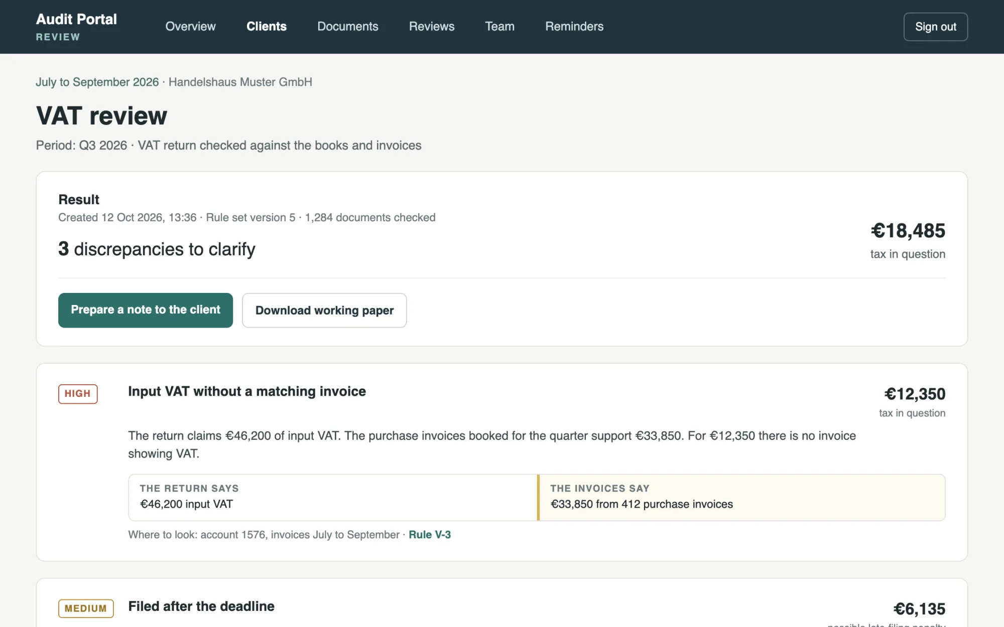 Screen view: auditing, a platform for financial review